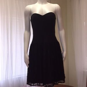 Aidan Mattox Black Lace Strapless Dress Size 10